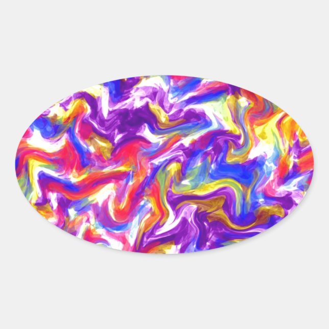 Fun Tie Dye Oval Sticker (Front)