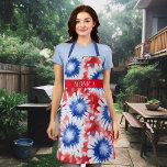 Fun Tie Dye Pattern Monogram red white blue Apron<br><div class="desc">This design may be personalised by choosing the customise option to add text or make other changes. If this product has the option to transfer the design to another item, please make sure to adjust the design to fit if needed. Contact me at colorflowcreations@gmail.com if you wish to have this...</div>