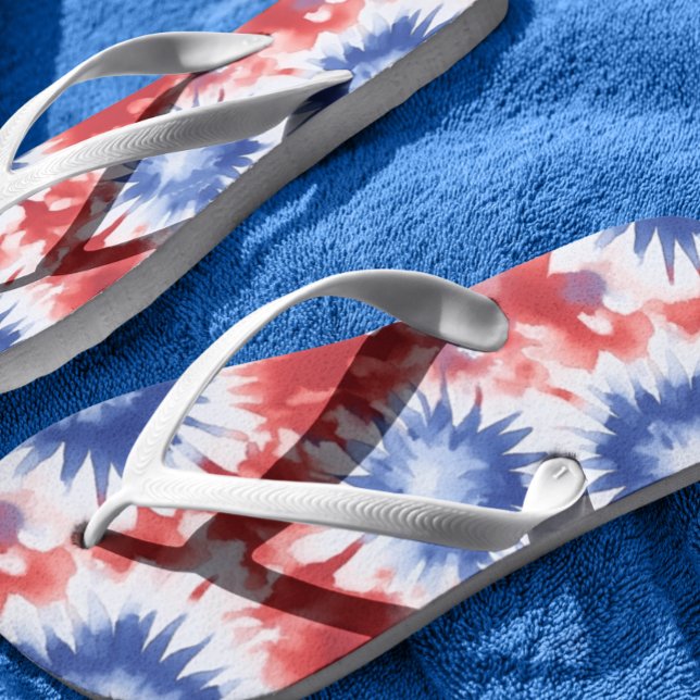 Fun Tie Dye Pattern red white blue Flip Flops (Creator Uploaded)