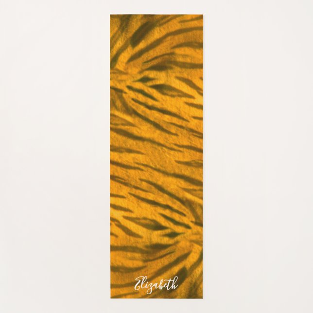 Fun Tiger Fur Pattern Custom Name Yoga Mat (Front)