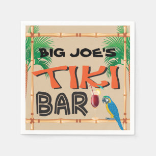 Fun Tiki Bar with custom name and parrot  Napkin