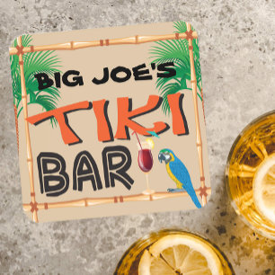 Fun Tiki Bar with custom name Coaster