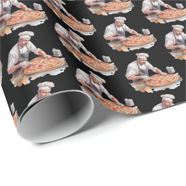 Fun tiled baking pizza tiled party wrapping paper (Roll Corner)