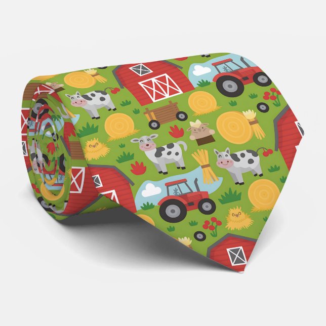 Fun tiled farm animals tie (Rolled)