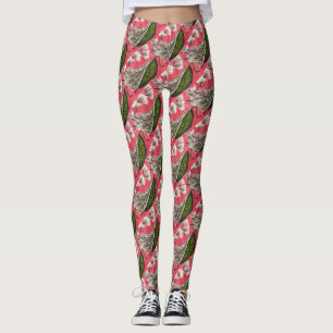 Fun tiled floral based on milkweed pods leggings