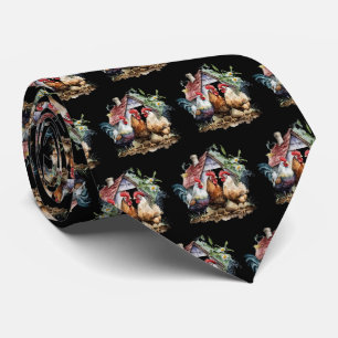 Fun tiled roosters chickens pattern  tie