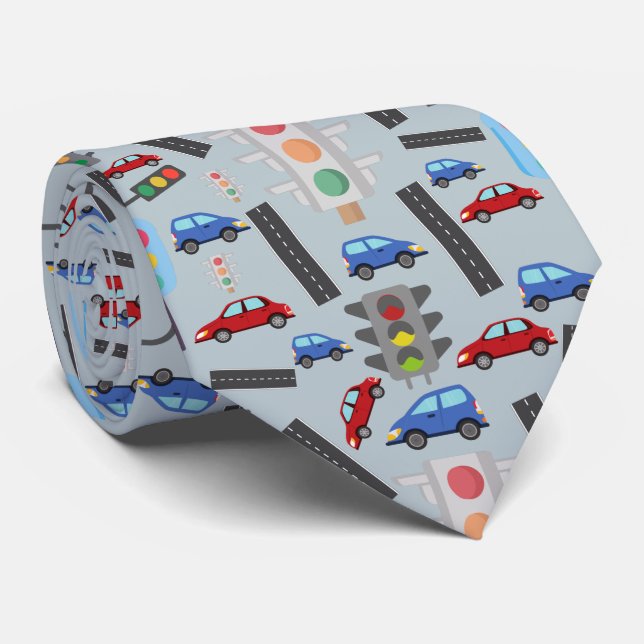 fun tiled Transportation tiled pattern Tie (Rolled)