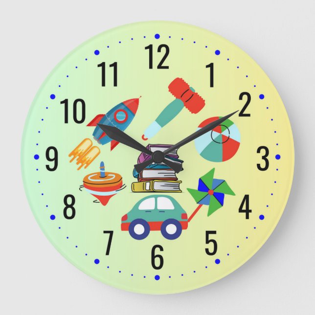 Fun Time Playing Games - Childrens & Kids Large Clock (Front)