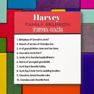 Fun Times! Family Reunion Trivia Game Notepad