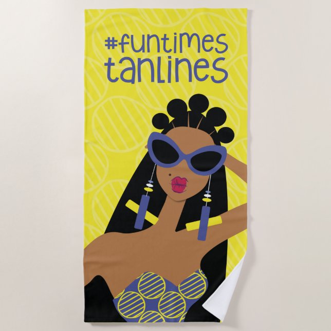 Fun Times Tan Lines Beach Towel (Front)