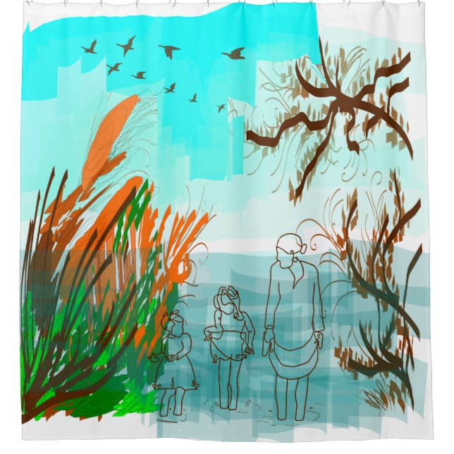 Fun Times With Grandma Contemporary Outdoor View Shower Curtain (Front)