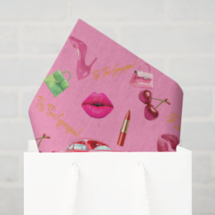 Fun 'Tis the Season' Glam Pink & Green Christmas Tissue Paper