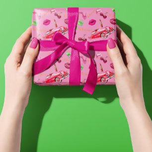 Fun 'Tis the Season' Glam Pink & Green Christmas Wrapping Paper