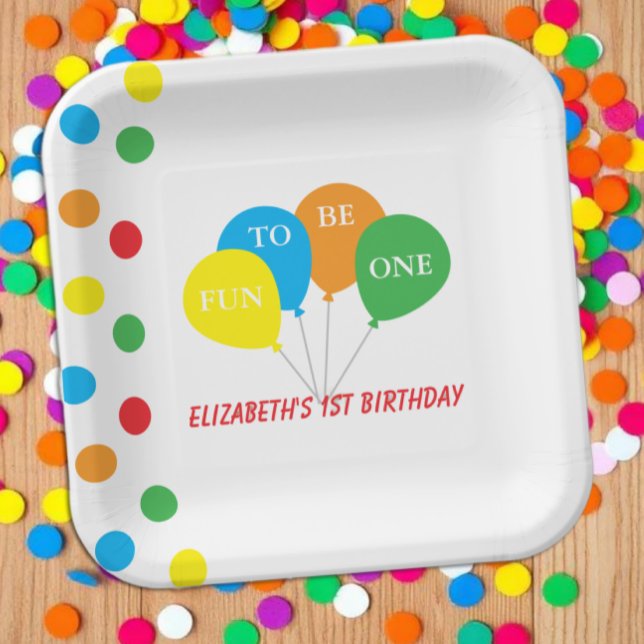Fun To Be One 1st Birthday Paper Plate (Creator Uploaded)