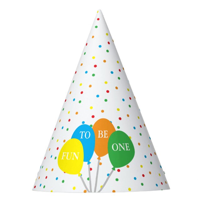 Fun To Be One 1st Birthday Party Hat (Front)