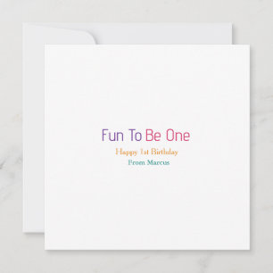 fun to be one 1st birthday rainbow name date colou invitation