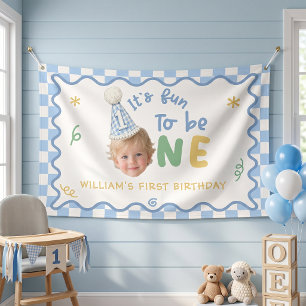 Fun To Be One Boy 1st Birthday Banner