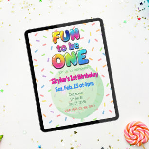 Fun to Be One, Colorful Balloon 1st Birthday Invitation