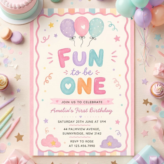 Fun to be One! Colourful 1st Birthday Invitation (Creator Uploaded)