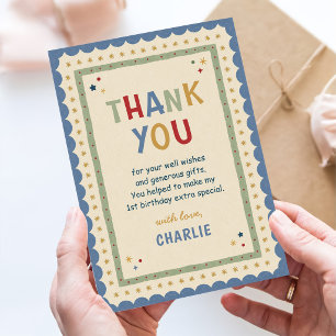 Fun to Be One Colourful 1st Birthday Thank You Card