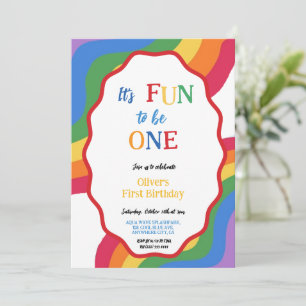 Fun to Be One Colourful Birthday Party Invitation