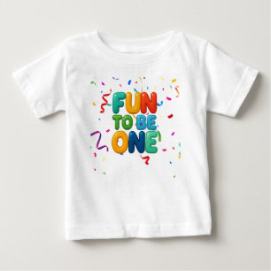 Fun to be One, Colourful Confetti 1st Birthday Baby T-Shirt