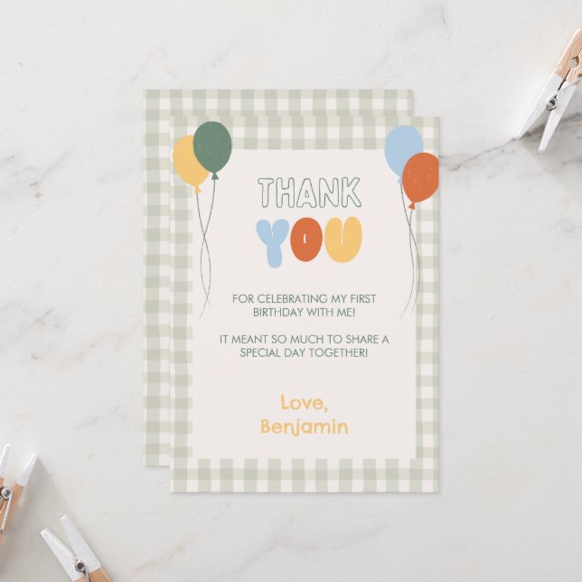 Fun to be One Colourful Thank You Card (Front/Back In Situ)