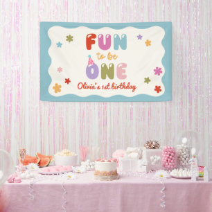 Fun to Be One Daisy Colourful 1st Birthday Banner