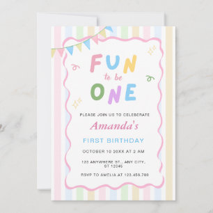 Fun to Be One First Birthday Invitation
