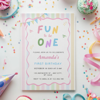 Fun to Be One First Birthday Invitation