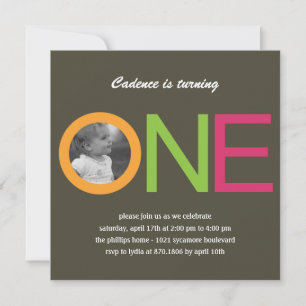 Fun To Be One Photo Birthday Invitation - Pink