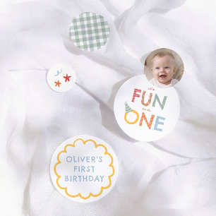 Fun To Be One Photo Colourful 1st Birthday Party Confetti