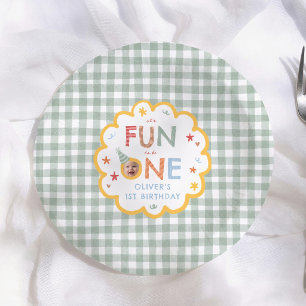 Fun To Be One Photo Colourful 1st Birthday Party Paper Plate