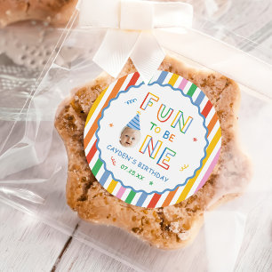 Fun To Be One Retro Colourful Boy 1st Birthday Classic Round Sticker