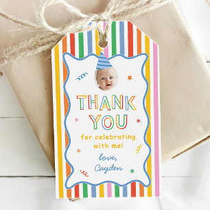 Fun To Be One Retro Colourful Boy 1st Birthday Gift Tags