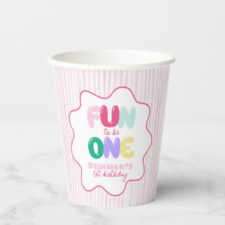 Fun to be One! Striped Colourful 1st Birthday Paper Cups