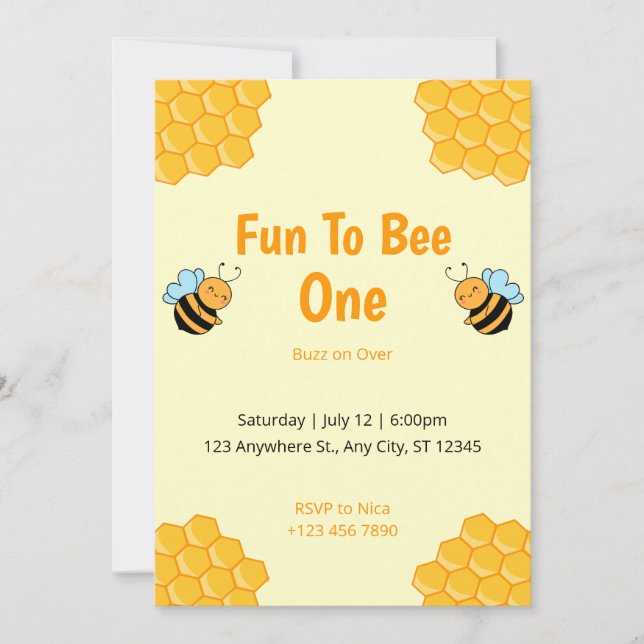 Fun To Bee Bumble Bee Birthday Party Invitation (Front)