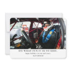 Fun To Ride Race Car Driver Christmas Photo Card