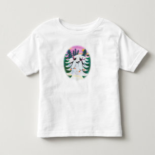 Fun Toddler Tee, Cute Skating Penguins Snowscene T-Shirt