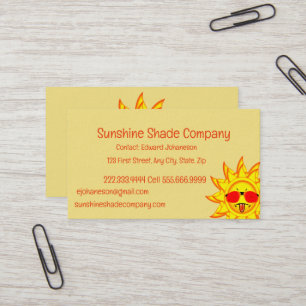 Fun Too Hot Sunshine Shade Blind Company Business Card