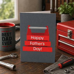Fun Toolbox Father's Day Red and Grey Card