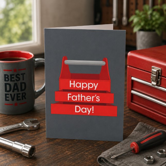 Fun Toolbox Father's Day Red and Grey Card (Creator Uploaded)