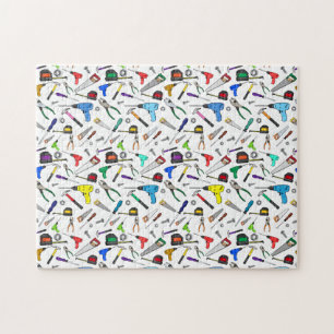 Fun Tools and Hardware Illustrations Pattern Jigsaw Puzzle
