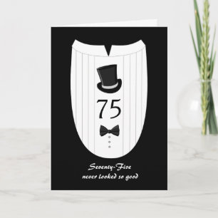 Fun Top Hat Formal 75th Birthday Greeting Card