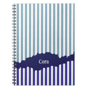 Fun Torn Stripes Blue Layered Name Notebook