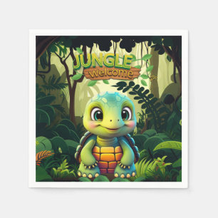 Fun Tortoise Jungle Welcome Box Turtle Wildlife Napkin