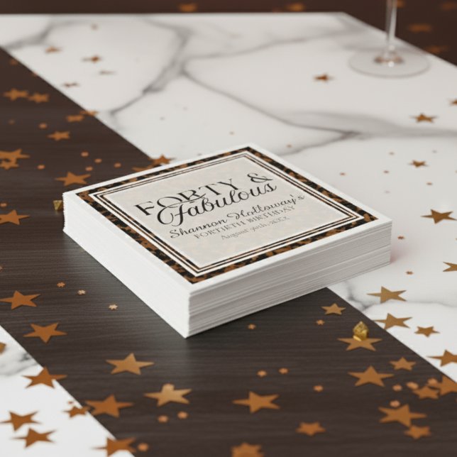 Fun Tortoise Shell Birthday Forty and Fabulous Napkin (This Fun Tortoise Shell Birthday Forty and Fabulous birthday napkin is fun for all!)