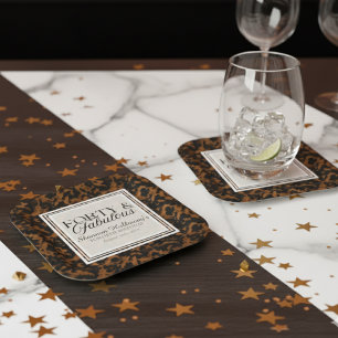 Fun Tortoise Shell Birthday Forty and Fabulous Square Paper Coaster