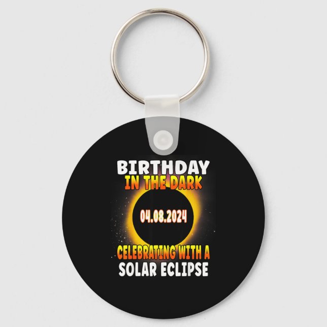 Fun Total Solar Eclipse Birthday Celebration April Key Ring (Front)