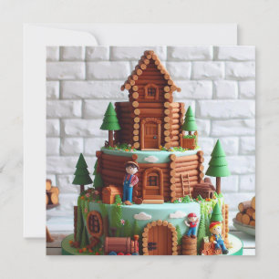FUN TOY LOGS DECORATED BIRTHDAY CAKE CARD
